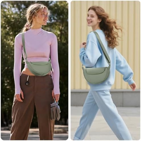 GASSDA Crossbody Bags for Women Crescent Bag Nylon Sling Bag Purse with Adjustable Strap Global Recycled Standard Daily