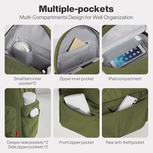 Mixi Outdoor Lightweight Backpack for Women Men Casual Carry On Laptop Travel Bookbag, Water Resistant Durable Hiking Ba