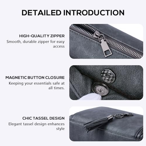 POIUGOYA Trendy Vegan Leather Crossbody Purse for Women, Travel Compatible with Built-in Wallet Medium Size