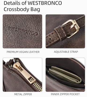 Westbronco Crossbody Bag for Women Vegan Leather Wallet Purses Satchel Shoulder Bags Small Size Westbronco Crossbody Bag