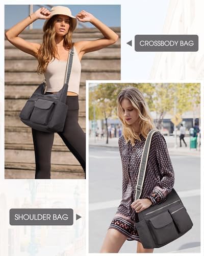 KALIDI Fancy Forest Nylon Crossbody Bags for Women Casual Work Travel Trendy Cross Body Purse with Multiple Pockets