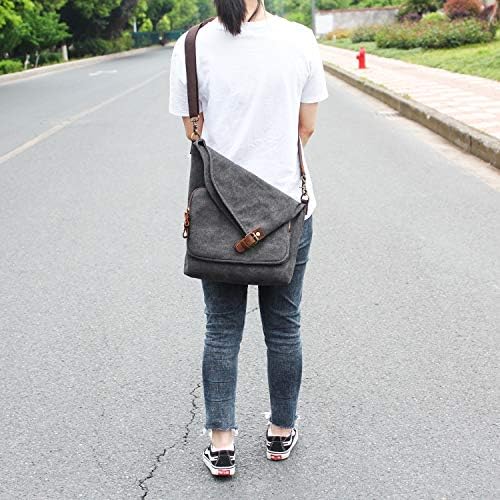 AmHoo Genuine Leather Canvas Crossbody Bag for Women Shoulder Bags Hobo Totes