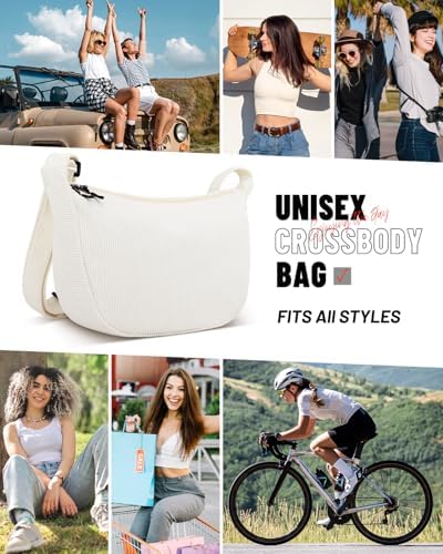 Trendy Crossbody Sling Bag for Women Men: Crescent Bag with Adjustable Strap, 2 Zippers, Lightweight