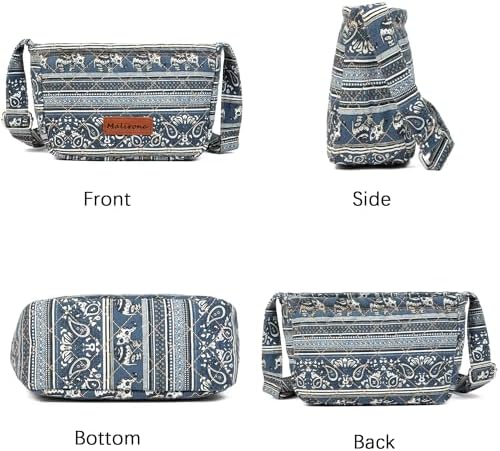 Malirona Women's Durable Small Floral Crossbody Bag Canvas Messenger Handbag Multi Pocket Travel Satchel Purse Malirona