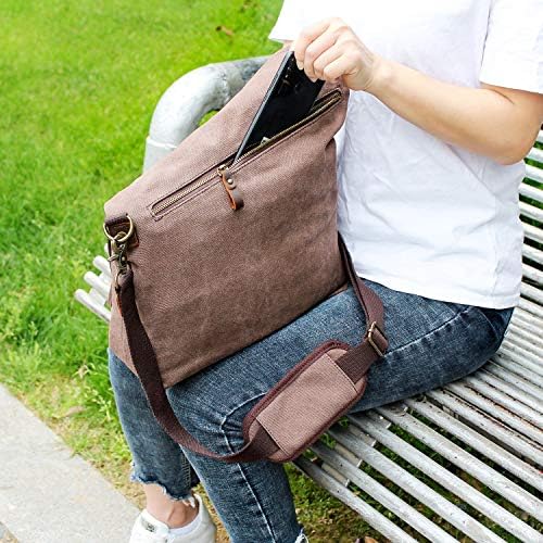 AmHoo Genuine Leather Canvas Crossbody Bag for Women Shoulder Bags Hobo Totes