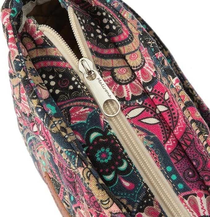 Malirona Women's Durable Small Floral Crossbody Bag Canvas Messenger Handbag Multi Pocket Travel Satchel Purse Malirona