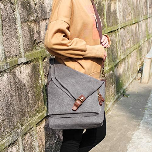AmHoo Genuine Leather Canvas Crossbody Bag for Women Shoulder Bags Hobo Totes