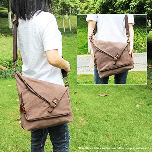 AmHoo Genuine Leather Canvas Crossbody Bag for Women Shoulder Bags Hobo Totes
