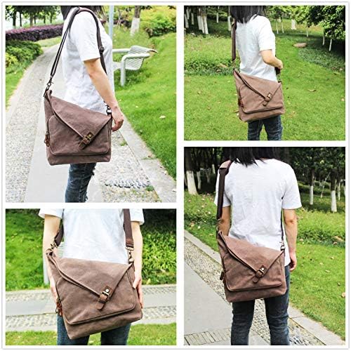 AmHoo Genuine Leather Canvas Crossbody Bag for Women Shoulder Bags Hobo Totes